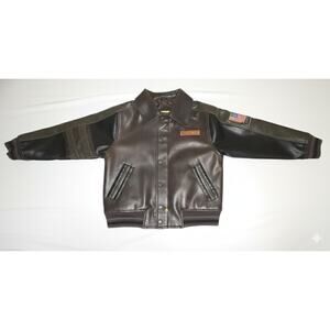 Whispering Smith Youth Bomber Jacket Aviator Flight Home of Aviation Brown